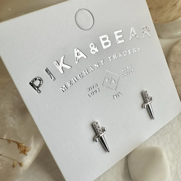 Pika & Bear Brute Dagger Studs Silver