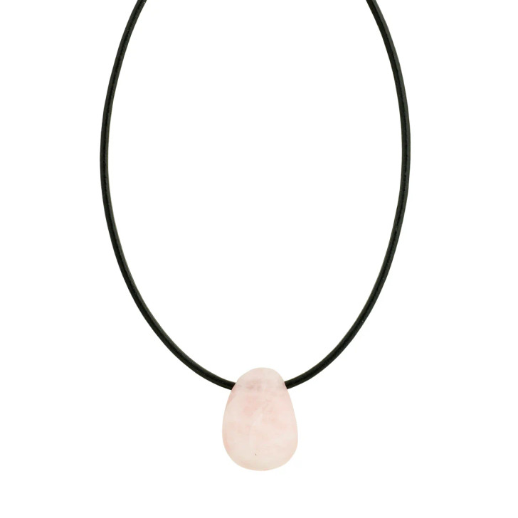 Pilgrim Silver Plated Rose Quartz Leather Necklace