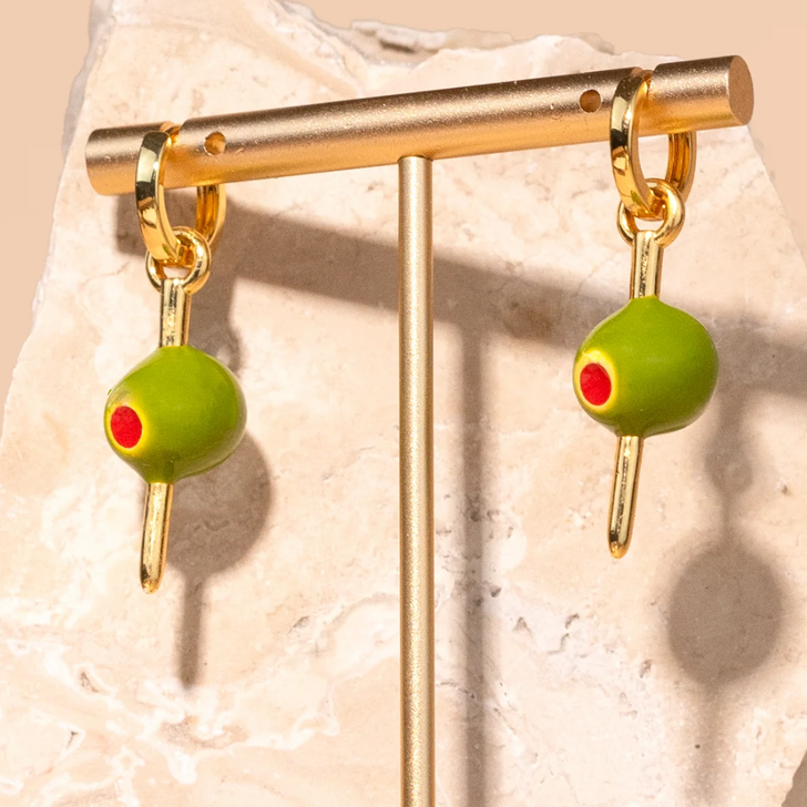Peter + June Make It Dirty Olive Hoops Gold Plated