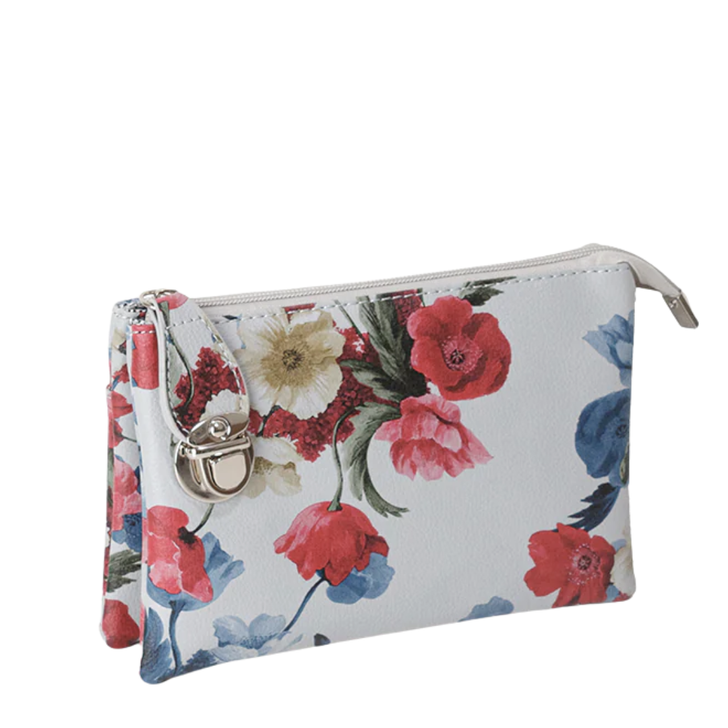 Caracol Small Wristlet & Crossbody Purse Grey Floral