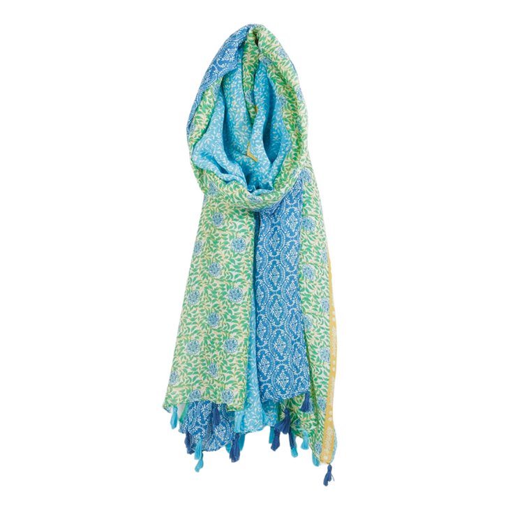 Caracol Ditsy Floral Print Scarf Green & Blue