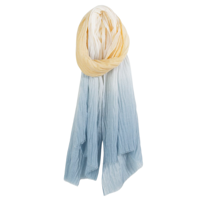 Caracol Rippled Ombre Scarf Blue & Yellow