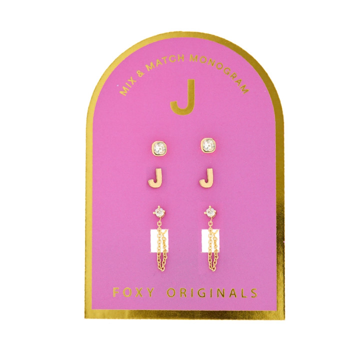 Foxy Originals Monogram Earrings Set Gold