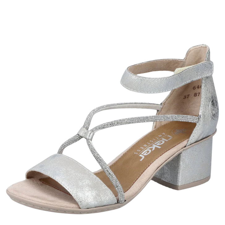 Rieker Vicky Fancy Block Heels Silver