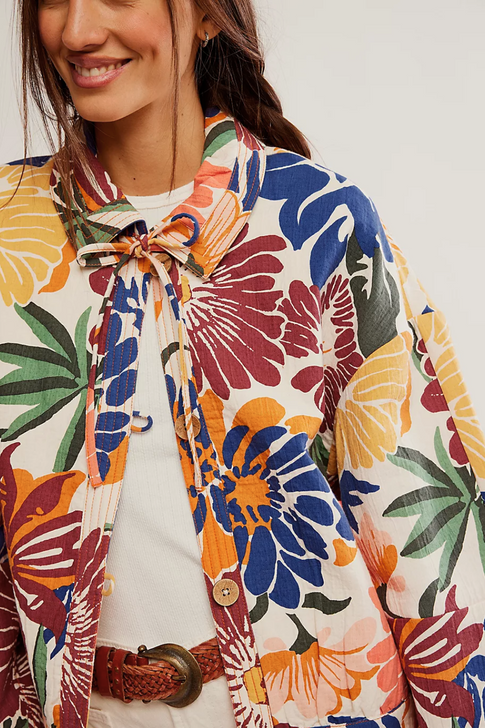 Free People Soleil Beach Jacket Tropical Combo