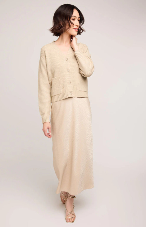 Gentle Fawn Bonnie Satin Midi Skirt Bone