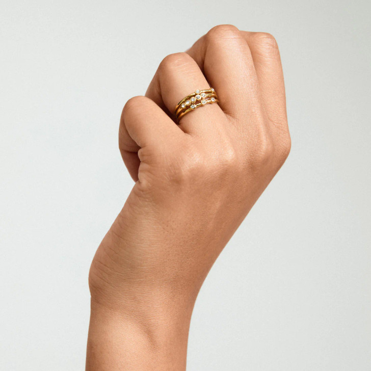 Pilgrim Sloan Dainty Adjustable Ring Set Gold Plated