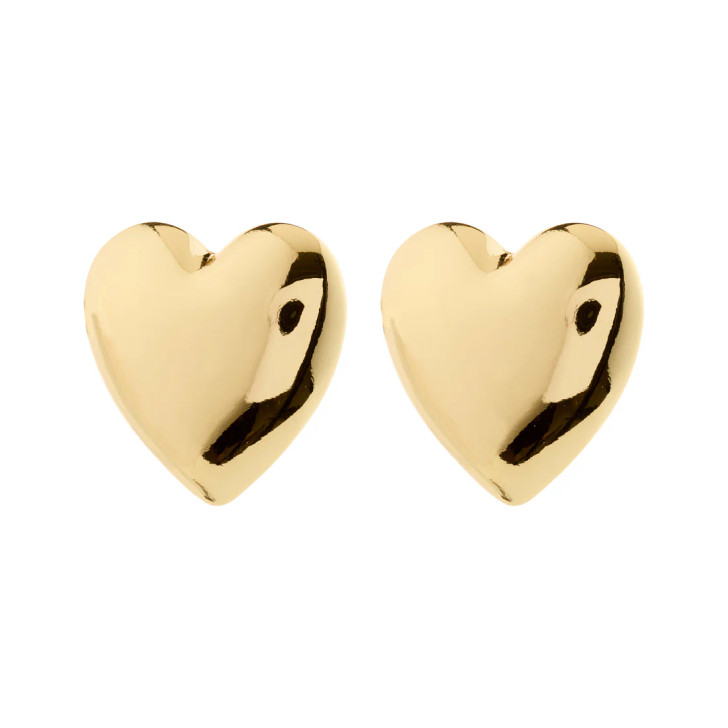 Pilgrim Annemette Big Heart Studs Gold Plated