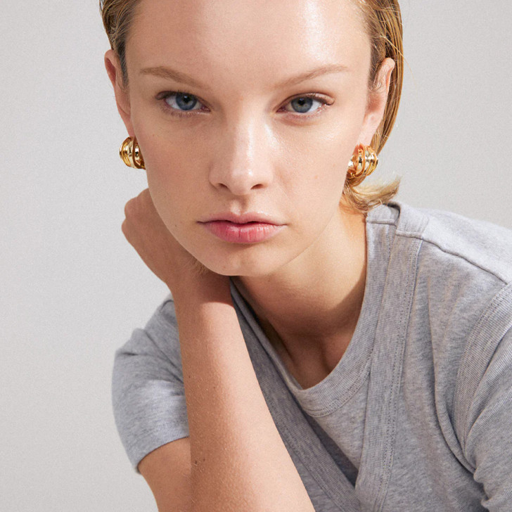 Pilgrim Stay Large Hoops Gold Plated