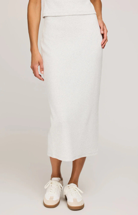 Gentle Fawn Catalina Ribbed Midi Skirt Heather Ash
