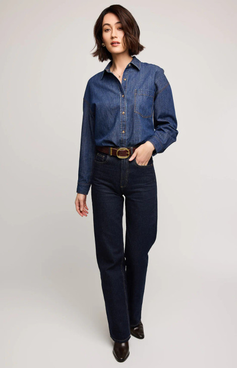 Gentle Fawn Whitney Denim Button Down Shirt Dark Wash
