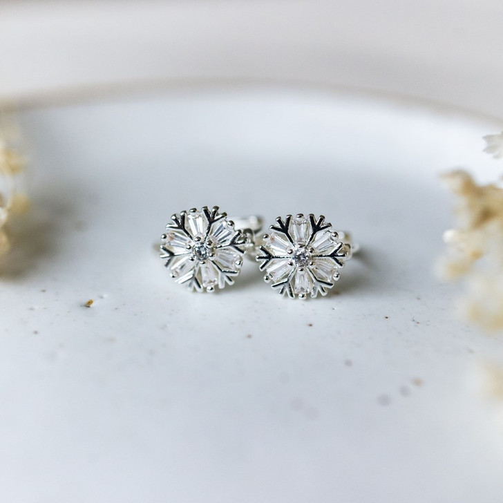 Glee Silver Plated Frosted Crystal Hoops