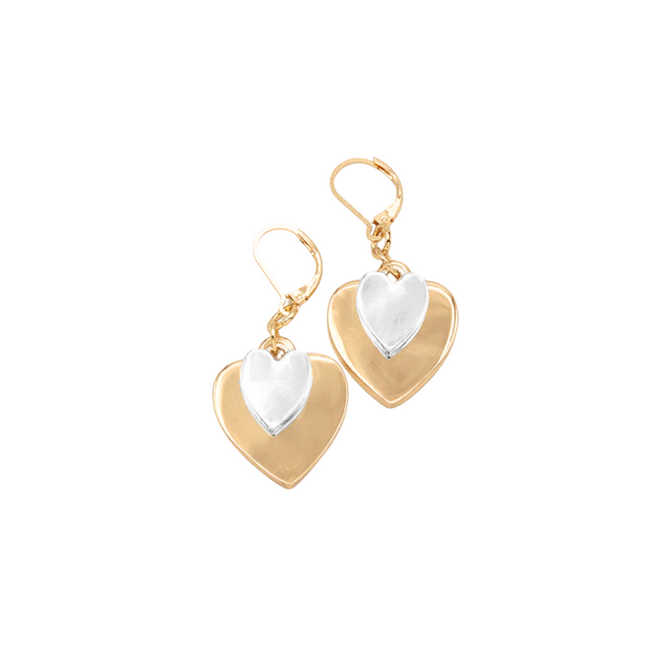 Caracol Flat Heart Dangle Earrings Gold