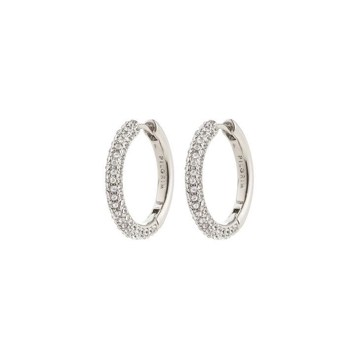 Pilgrim Tatum Large Sparkly Hoops Silver Plated