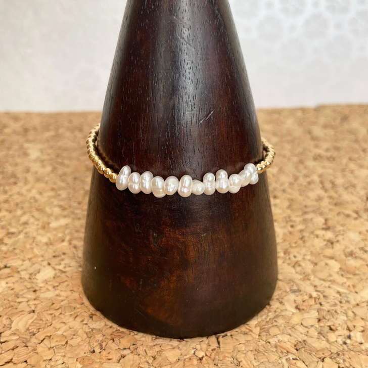 Bamiyan 14KT Gold Filled 3mm Ball Bead Freshwater Pearl Bracelet