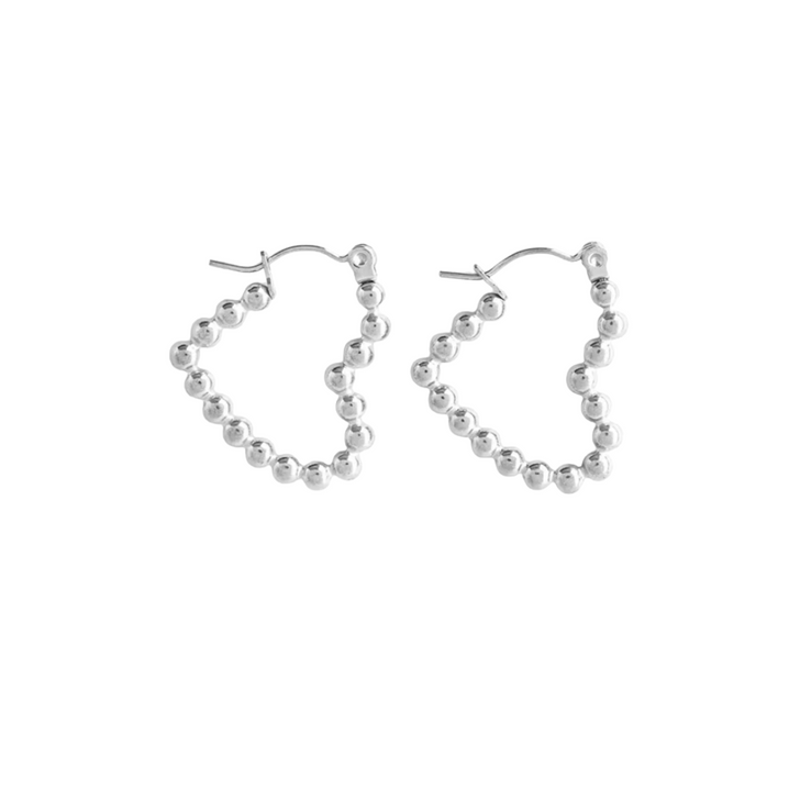 wellDunn Belle Heart Hoops Silver