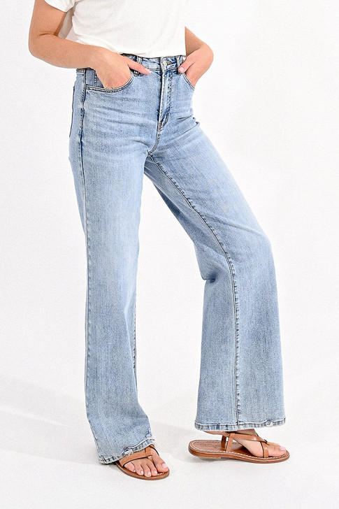 Molly Bracken High Waist Wide Leg Jeans Light Denim