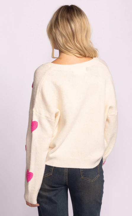 Pink Martini Espera Heart Sweater White