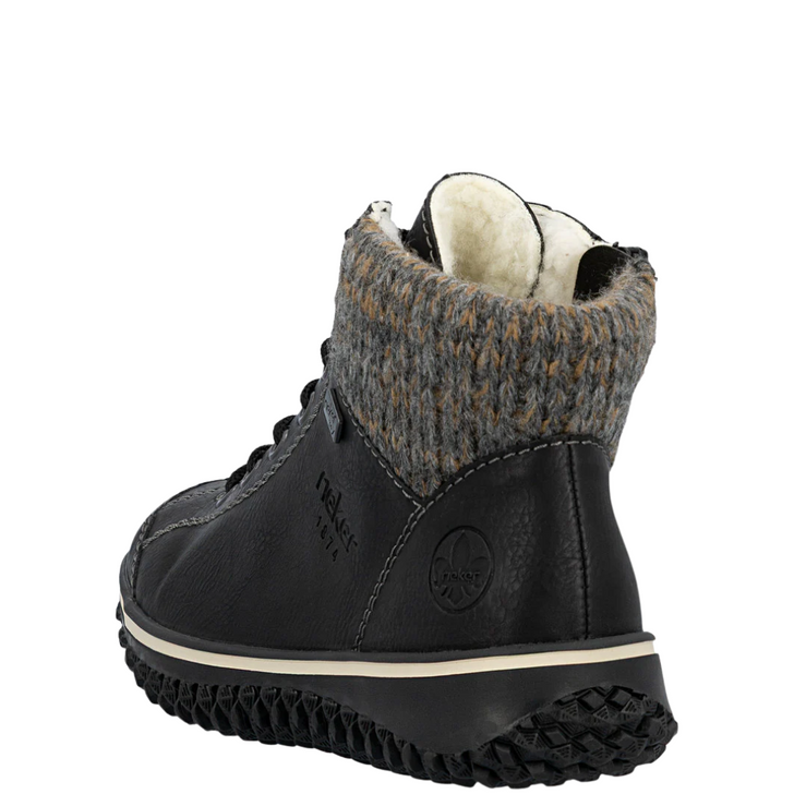 Rieker Cordula Knit Cuff Tex Ankle Boots Black