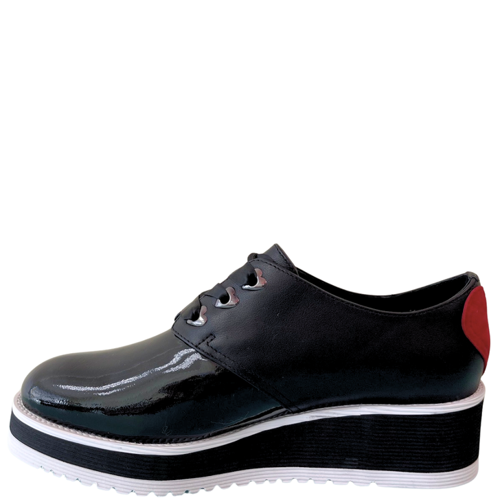 Minx Grace Platform Heart Shoes Black