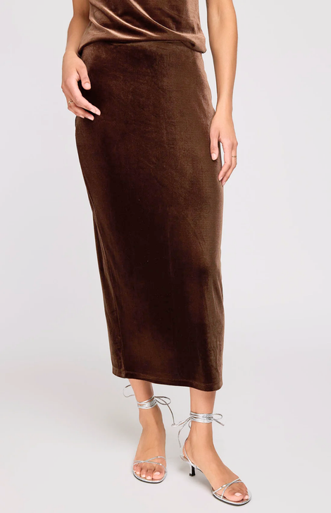 Gentle Fawn Dahlia Velvet Skirt Ganache
