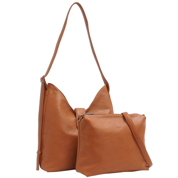 S-Q Mona 2-In-1 Reversible Hobo Bag Cognac/Tan