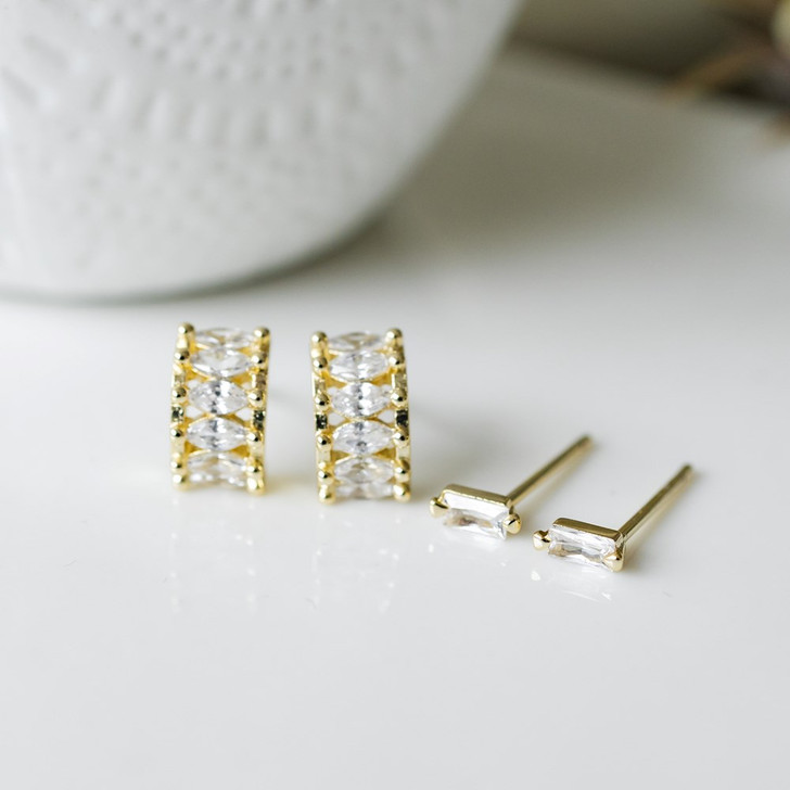 Glee Gold Plated Duet Fancy Earring Set