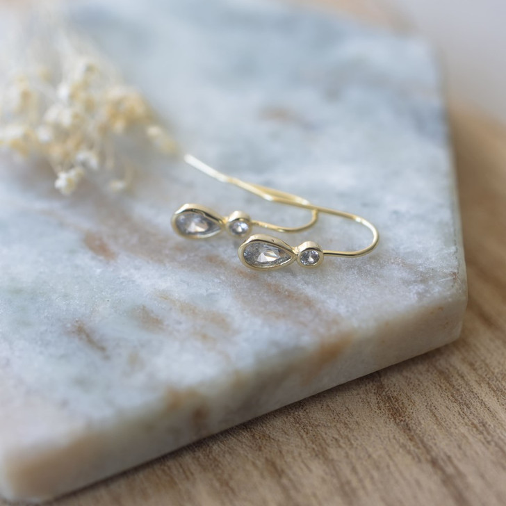 Glee Gold Plated Aura Earrings Clear