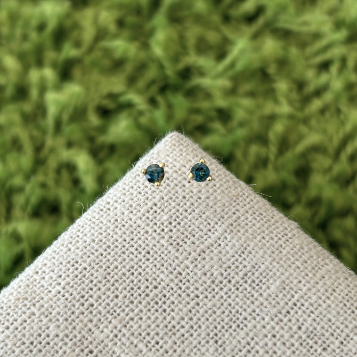 Tashi Gold Vermeil 3-Prong London Blue Topaz Studs