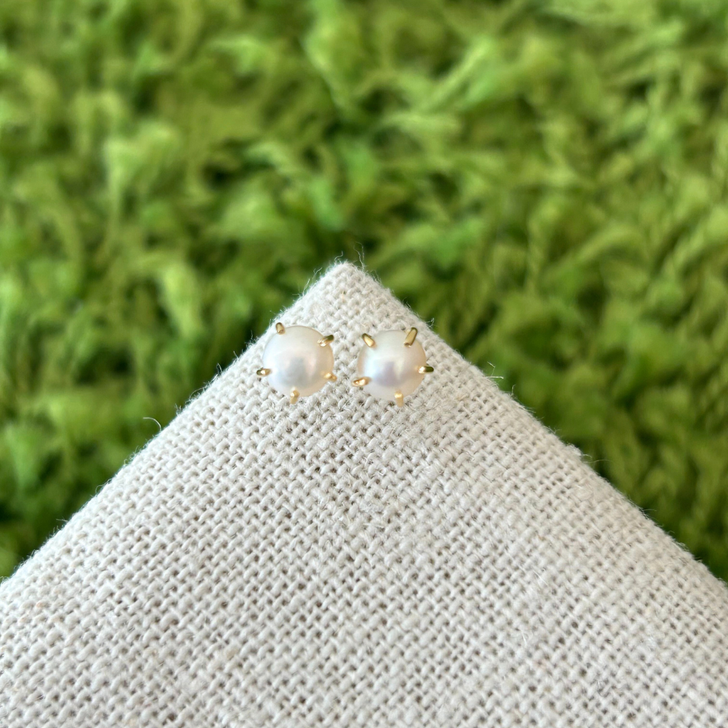 Tashi Gold Vermeil Prong Set Pearl Studs