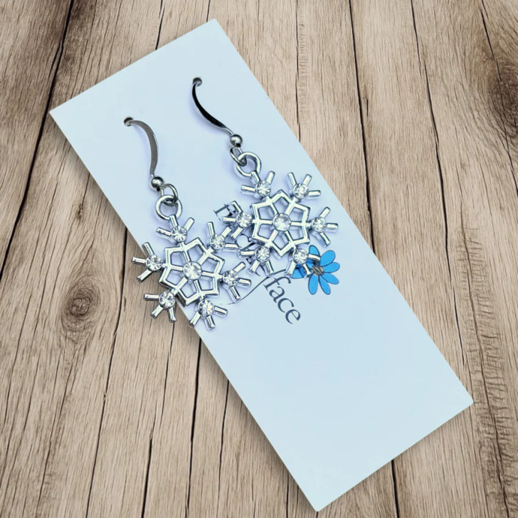Freckle Face Sparkling Snowflake Earrings Silver