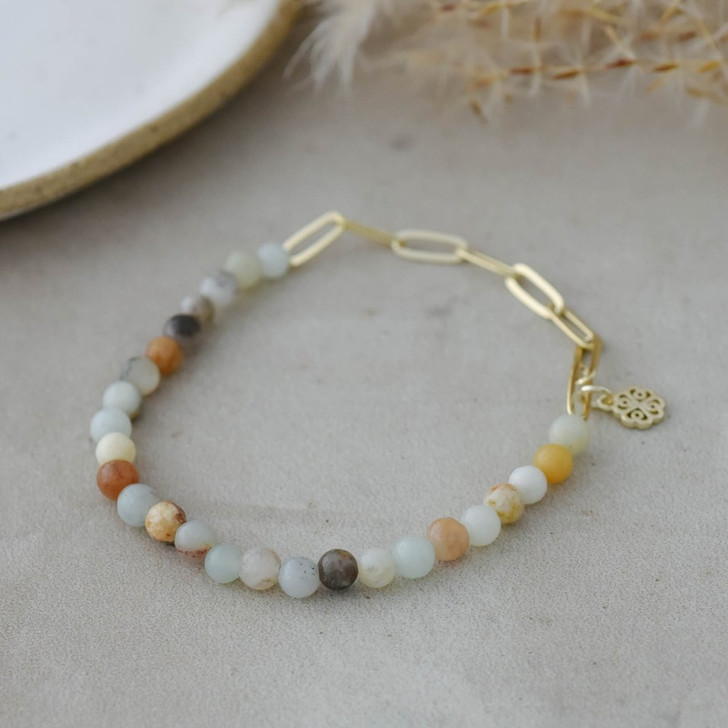 Glee Gold Plated Lysa Bracelet Amazonite