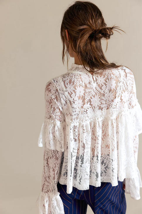 Free People Lilabeth Lace Top Clean Ivory