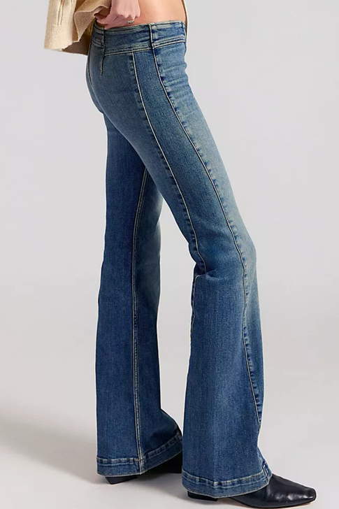 Free People Alamo Low Rise Flare Jeans Stonehenge