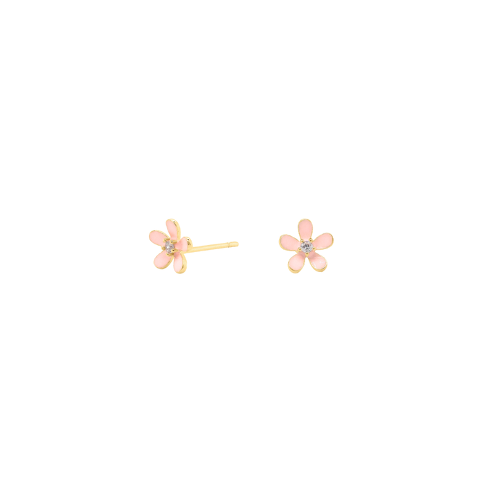 House of Jewellery CZ Mini Pink Flower Studs Gold Vermeil