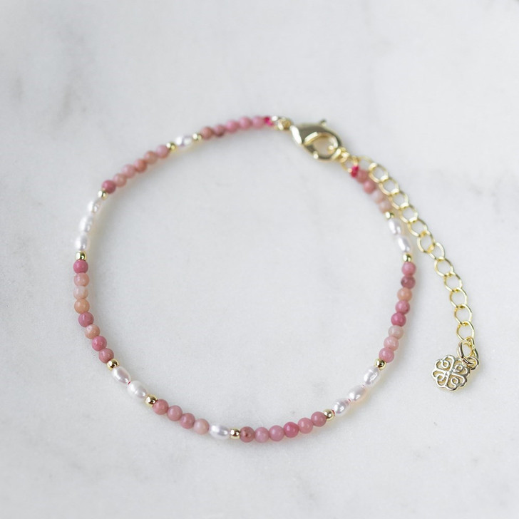 Glee Gold Plated Mira Bracelet Pink Rhodonite