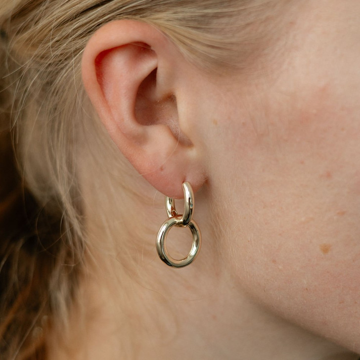 Glee Gold Plated Tandem Double Hoops