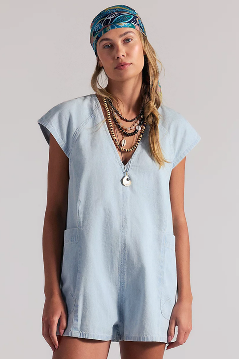 Free People Free Fall Denim Romper Water
