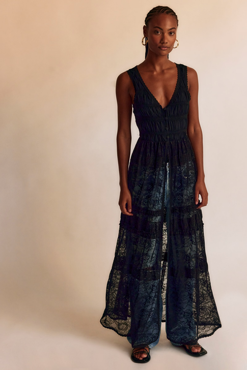 Free People Sweet Saloon Sleeveless Maxi Black