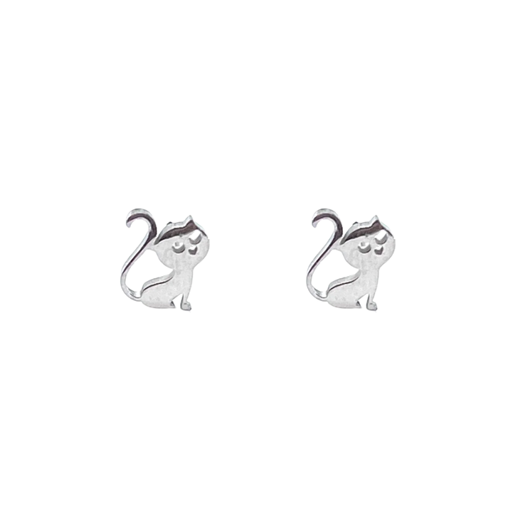 Royce & Oak Cat Studs Silver