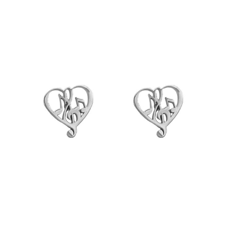 Royce & Oak Music Heart Studs Silver