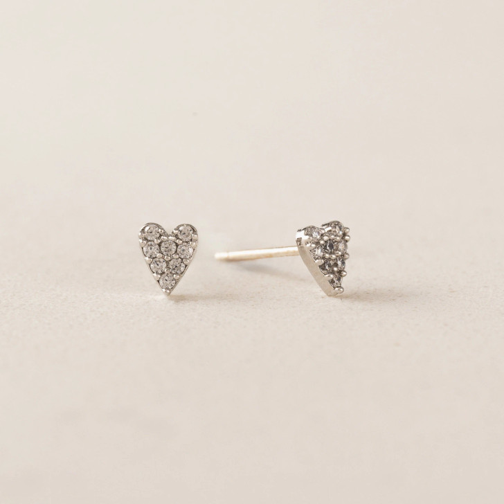 Lover's Tempo Flutter Tiny Heart Studs Silver