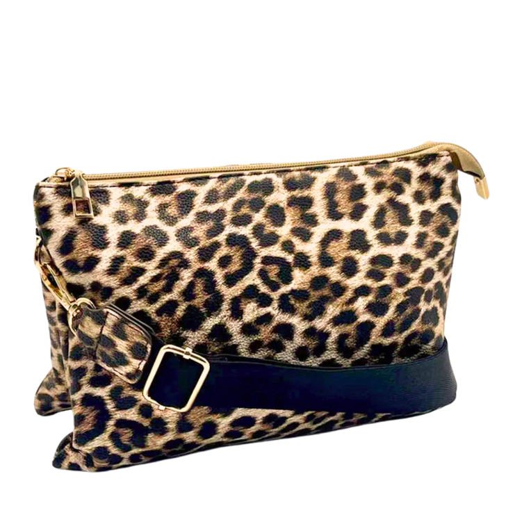 Caracol Large Crossbody Convertible Strap Purse Leopard