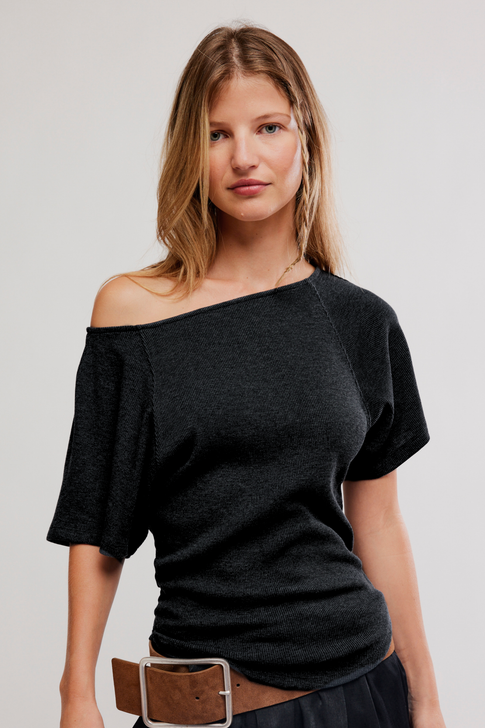 Free People Lucy Off The Shoulder Tee Black