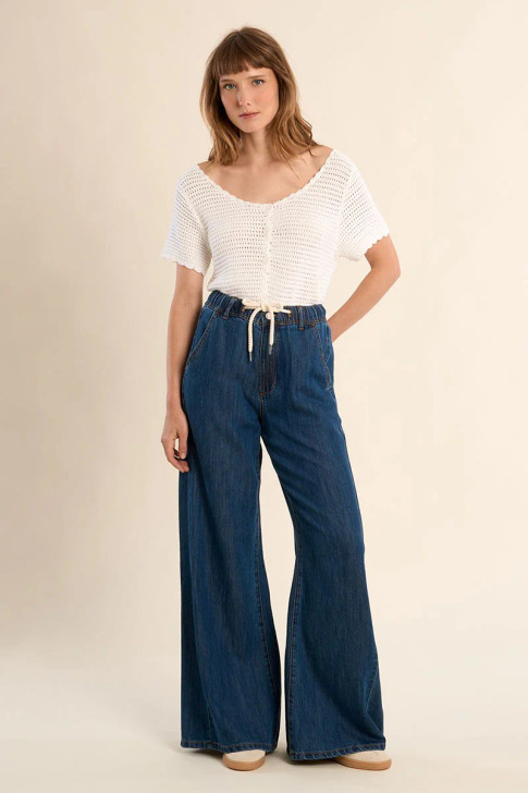 Molly Bracken Drawstring Jeans Denim Blue