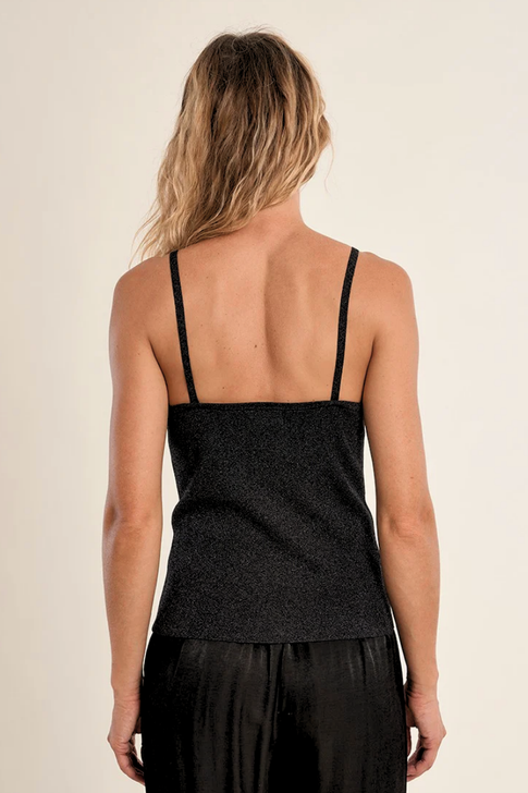 Molly Bracken Floral Neckline Tank Top Black