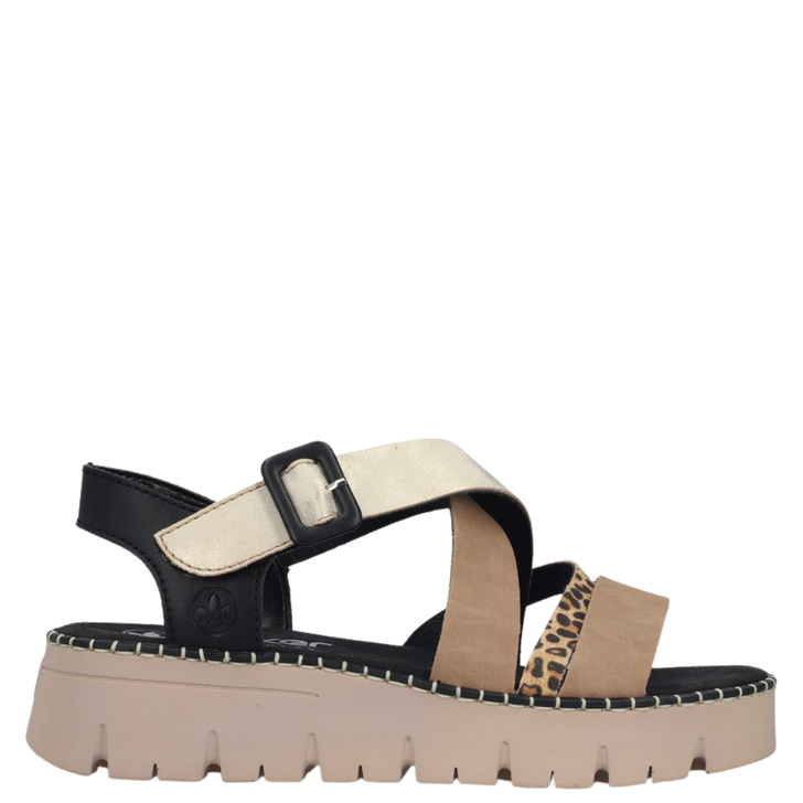 Rieker Regina Strappy Wedge Sandals Leopard Multi