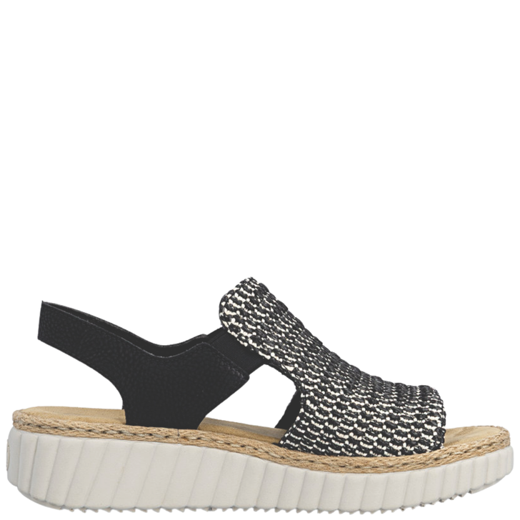 Rieker Rachel Woven Wedge Sandals Black