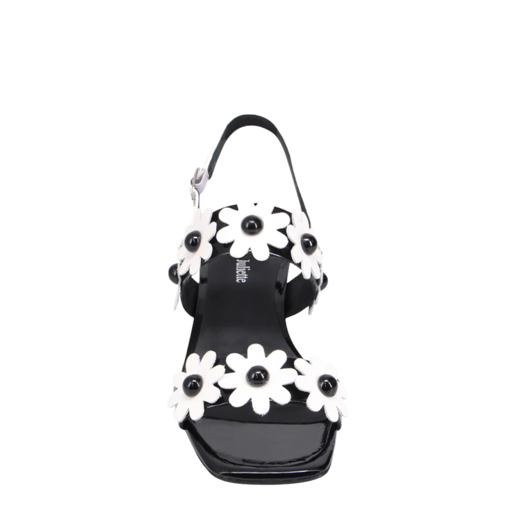 Django & Juliette Hatsyl Floral Heels Black & White Patent