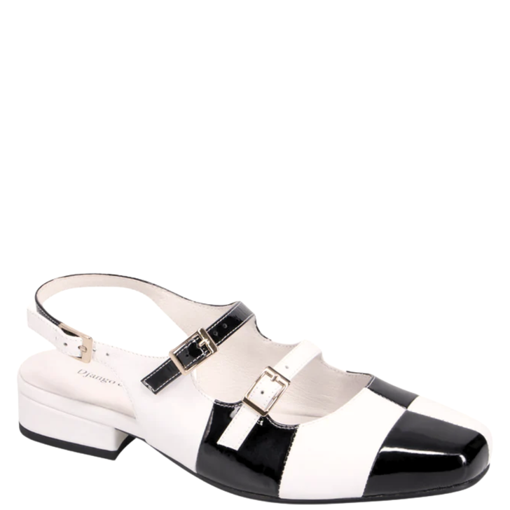 Django & Juliette Brynns Slingback Shoes Black & White Patent